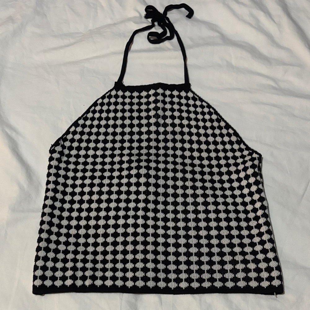 Black and White Knit Halter Top XS/S
